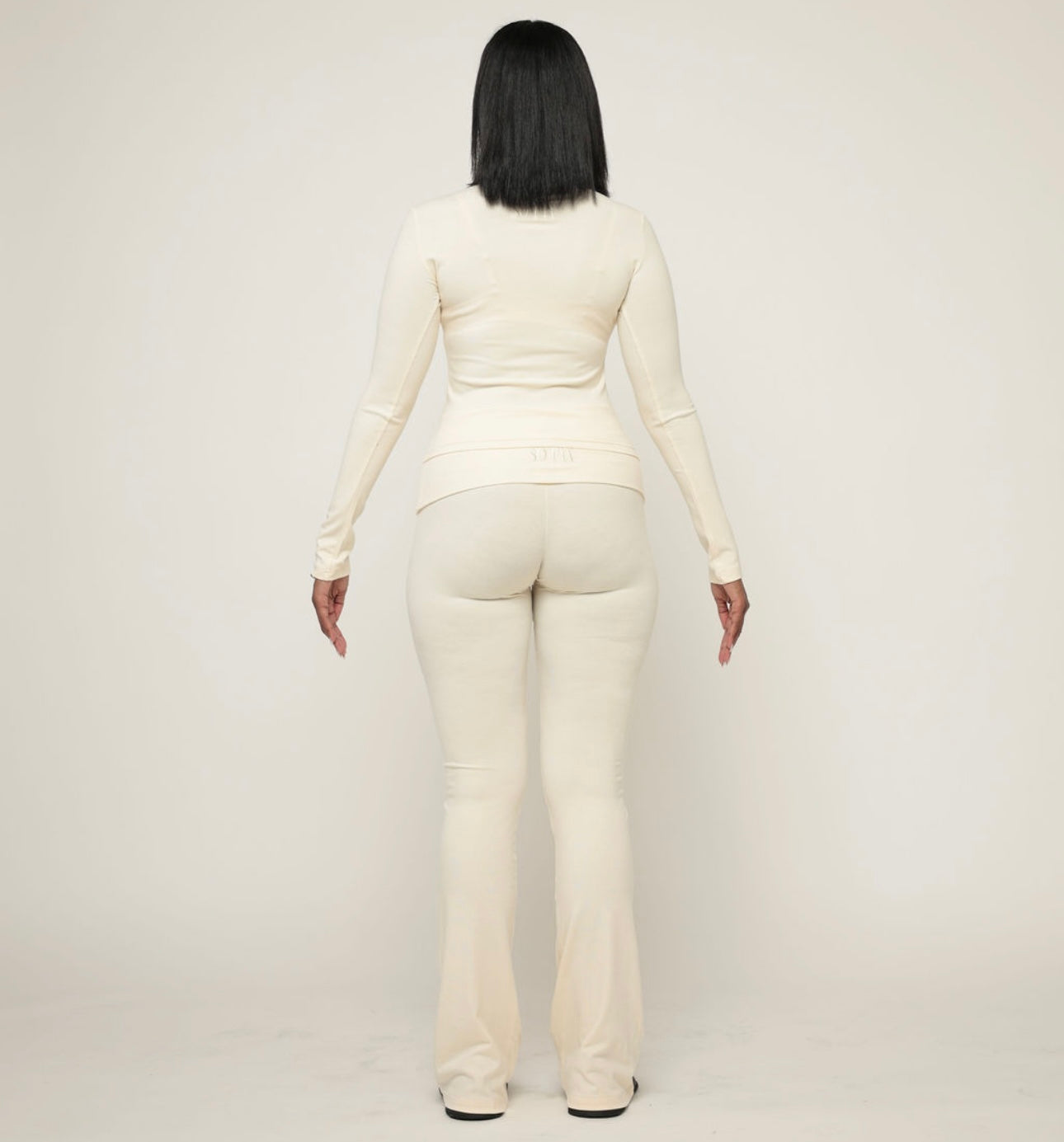 Sheer Version: Aläi Foldover Pants Set- Cream
