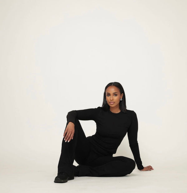 Aläi Foldover Pants Set- Black