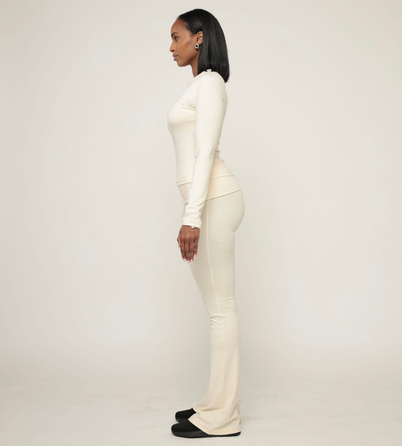 Sheer Version: Aläi Foldover Pants Set- Cream