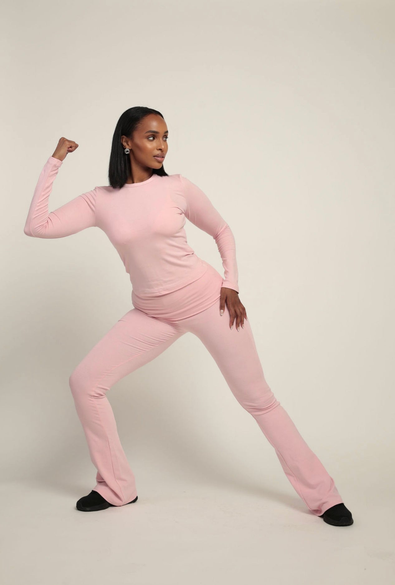 Sheer Version- Aläi Foldover Pants Set- Pink